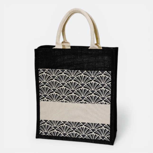 GMG5084_Laminated_Jute_bag_4_pattern_Black GMG5084 Laminated Jute bag 4 (pattern)