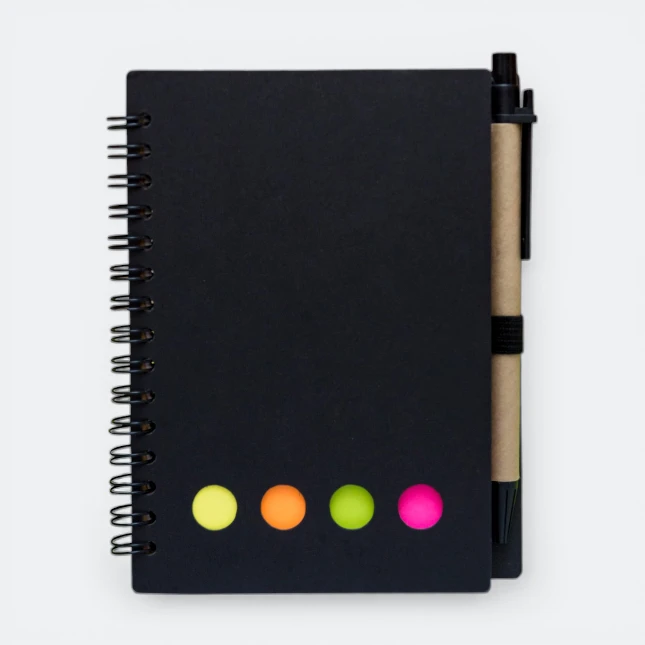 GMG3203_Kavro_Eco_Notepad_with_Pen_sticky_Black GMG3203 Kavro Eco Notepad with Pen (sticky)
