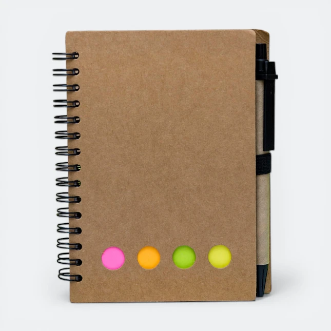 GMG3203_Kavro_Eco_Notepad_with_Pen_sticky_Khaki GMG3203 Kavro Eco Notepad with Pen (sticky)