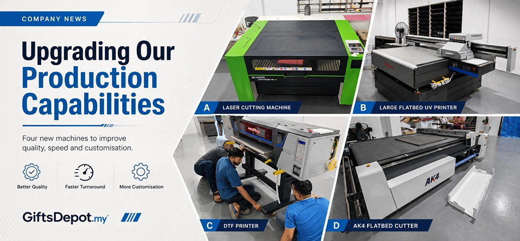 Giftsdepot in-house corporate gift printing and packaging machines in rawang