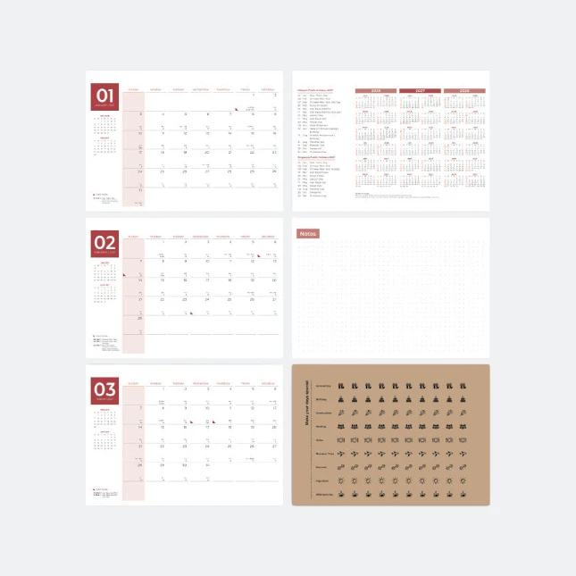 CAL_030_KALERGO_Calendar_2027_red_all_months Cal030 kalergo calendar 2027