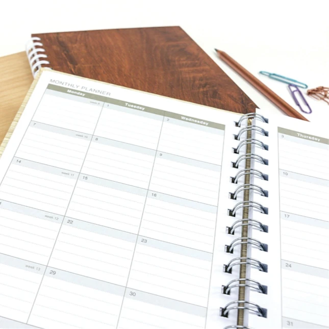 Dma131 woodgrain diary ( wire-o )