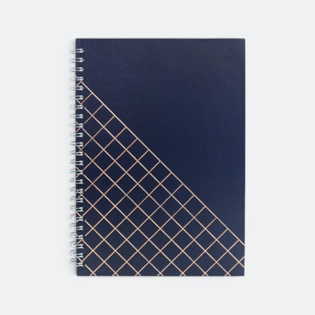 DMA_207_Grid_Hard_Cover_Wire_O_Notebook_navy_blue Dma207 grid diary ( wire-o )