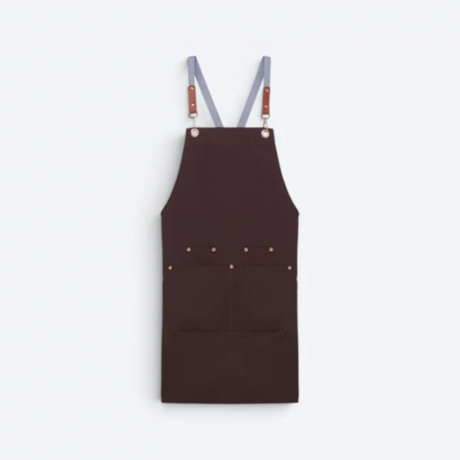 Ap05 unisex apron with multiple pockets dark brown colour view