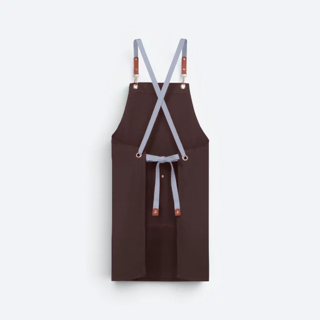 Ap05 unisex apron with multiple pockets dark brown back view