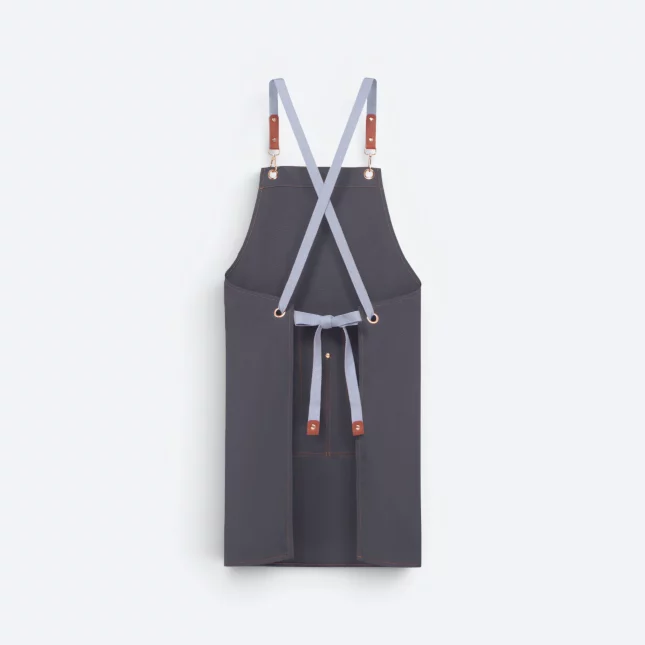 Ap05 unisex apron with multiple pockets dark grey back view