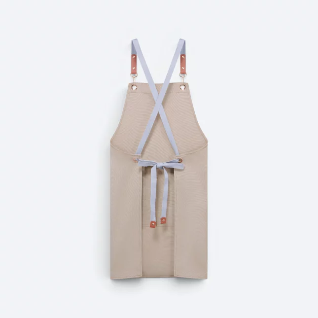Ap05 unisex apron with multiple pockets khaki back view