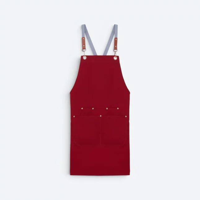 Ap05 unisex apron with multiple pockets maroon colour view