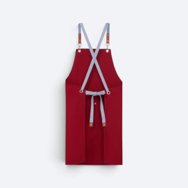 Ap05 unisex apron with multiple pockets maroon back view