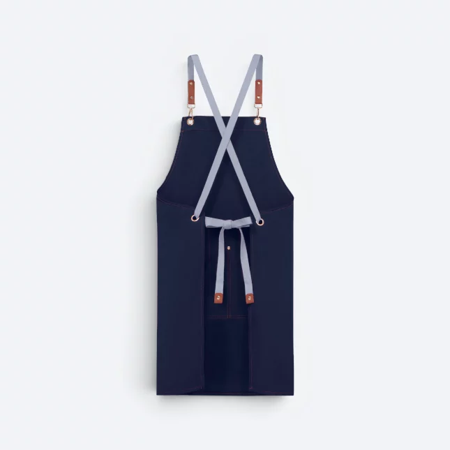 Ap05 unisex apron with multiple pockets navy back view