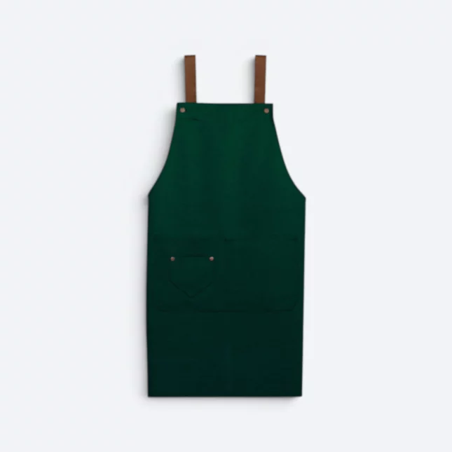 Ap06 unisex h-style apron with multiple pockets forest green colour view