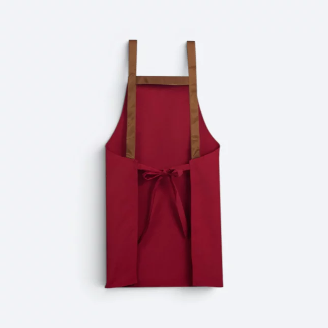 Ap06 unisex h-style apron with multiple pockets maroon back view