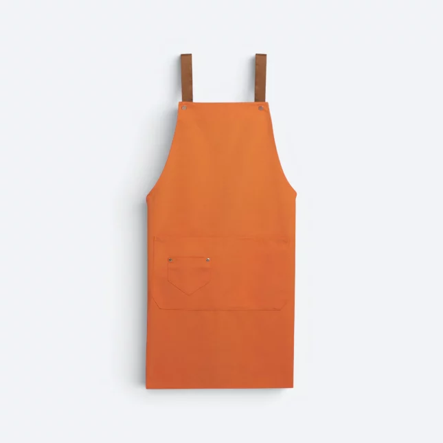 Ap06 unisex h-style apron with multiple pockets orange colour view