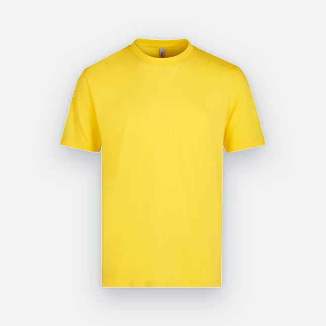 AX01 Axton CVC Cotton Round Neck Basic T-Shirt Yellow Ax01 axton cvc cotton round neck basic t-shirt yellow colour view