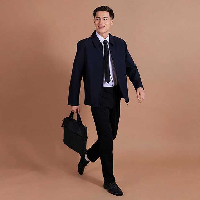 Cj02 corporate jacket unisex full-zip worn by model