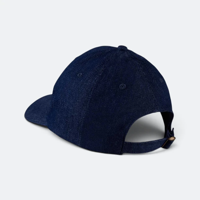 Cp01 cotton baseball cap 6-panel denim blue back view