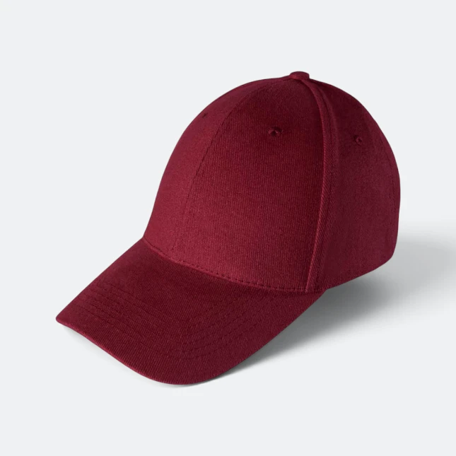 Cp01 cotton baseball cap 6-panel maroon colour view