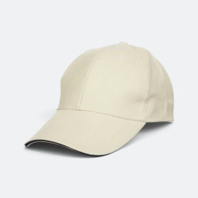 Cp03 cotton baseball cap sandwich peak beige colour view