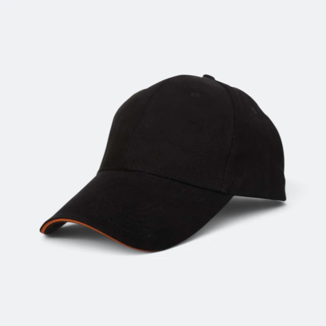 Cp03 cotton baseball cap sandwich peak black colour view