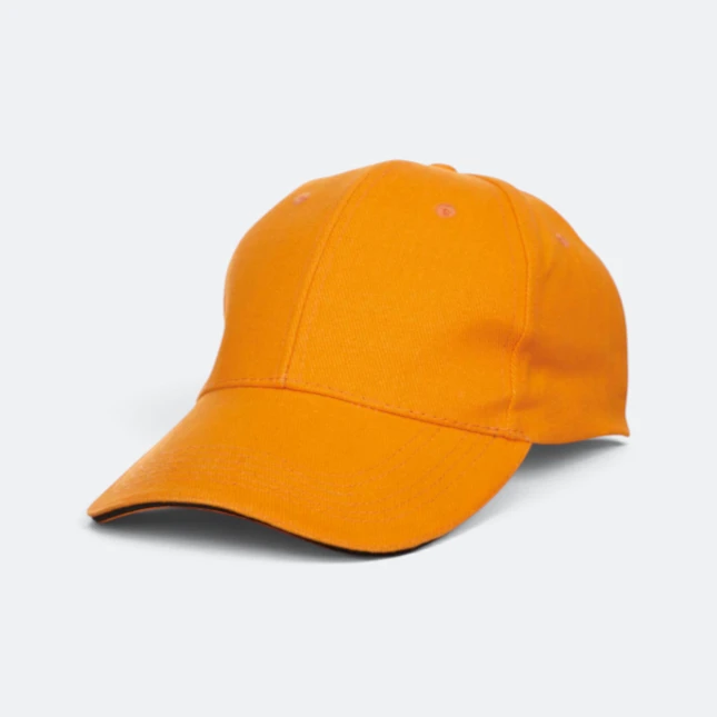 Cp03 cotton baseball cap sandwich peak orange colour view