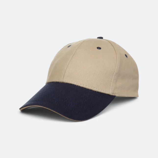 Cp04 cotton baseball cap two-tone khaki-navy colour view