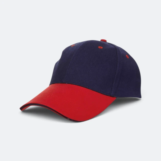 Cp04 cotton baseball cap two-tone navy-red colour view
