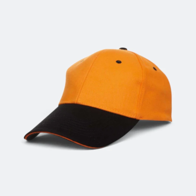 Cp04 cotton baseball cap two-tone orange-black colour view