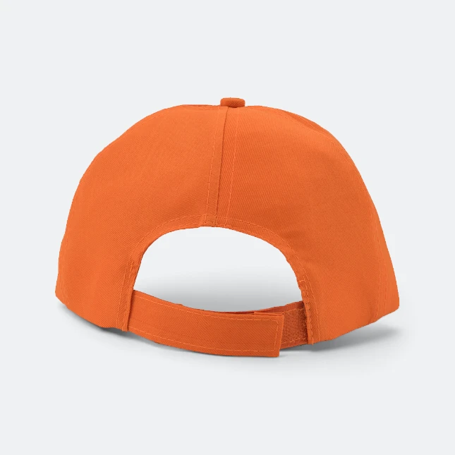 CP05 Polyester Baseball Cap 5-Panel Velcro Orange Cp05 polyester baseball cap 5-panel velcro orange back view