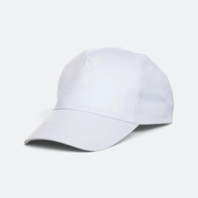 CP05 Polyester Baseball Cap 5-Panel Velcro White Cp05 polyester baseball cap 5-panel velcro white colour view