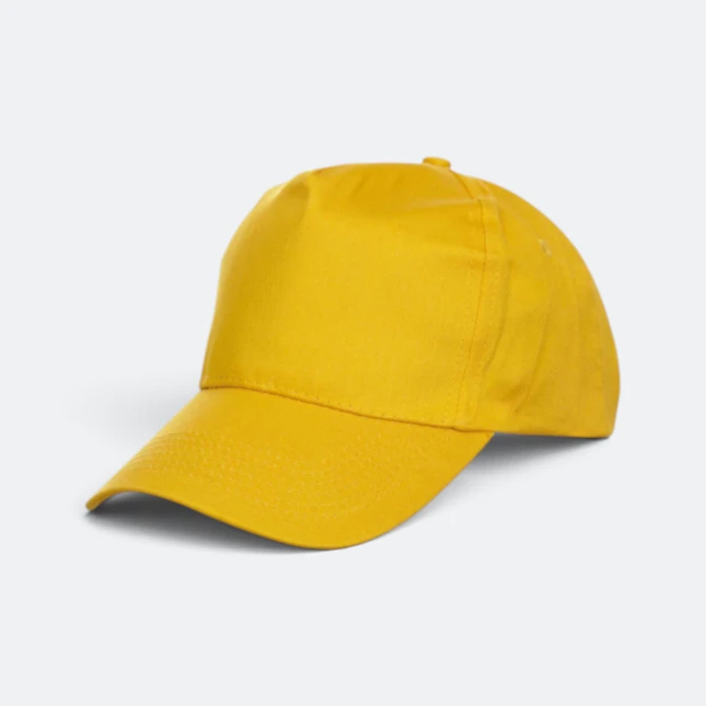 CP05 Polyester Baseball Cap 5-Panel Velcro Yellow Cp05 polyester baseball cap 5-panel velcro yellow colour view
