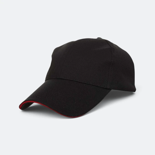 CP09 Polyester Baseball Cap Sandwich Peak Black Cp09 polyester baseball cap sandwich peak black colour view