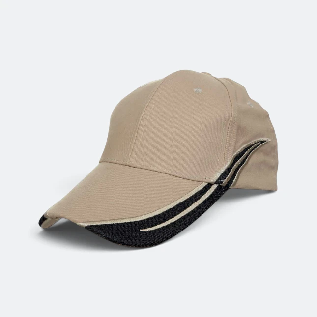 Cp12 cotton baseball cap contrast two-tone khaki-black colour view