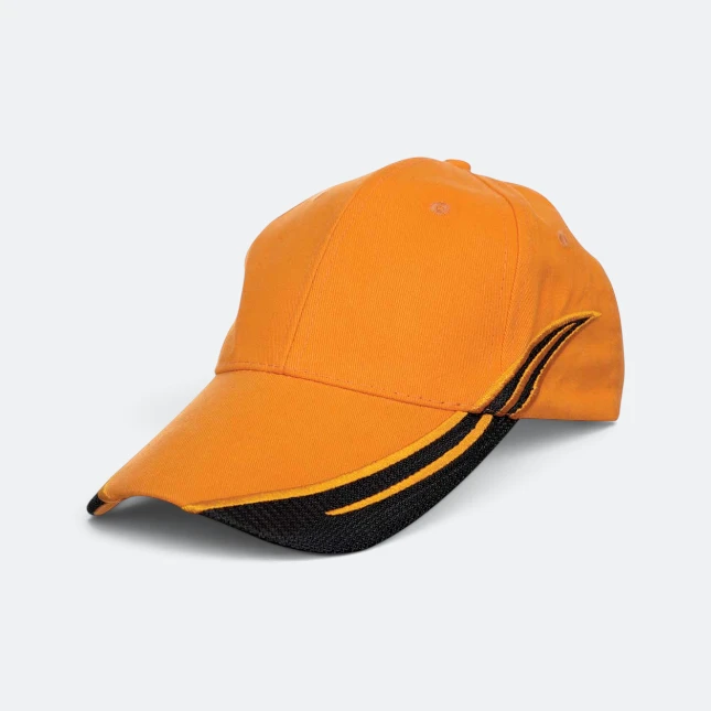 Cp12 cotton baseball cap contrast two-tone orange-black colour view