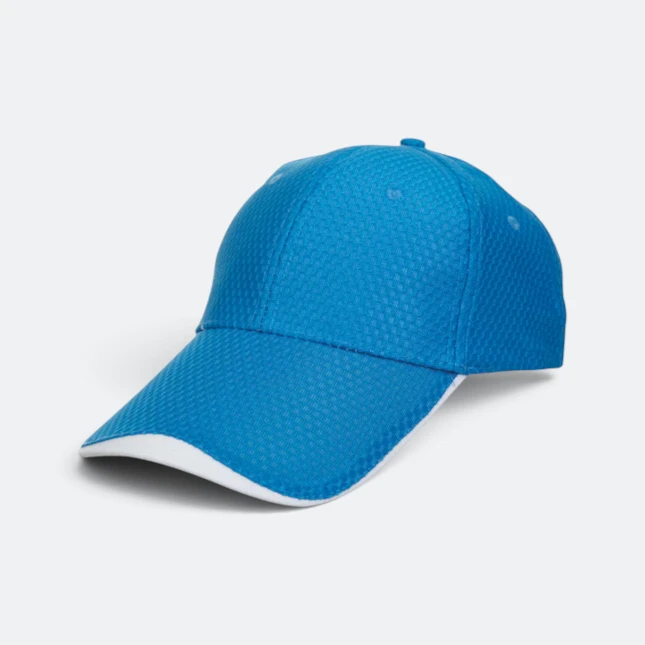 Cp13 polyester baseball cap two-tone celcom blue-white colour view