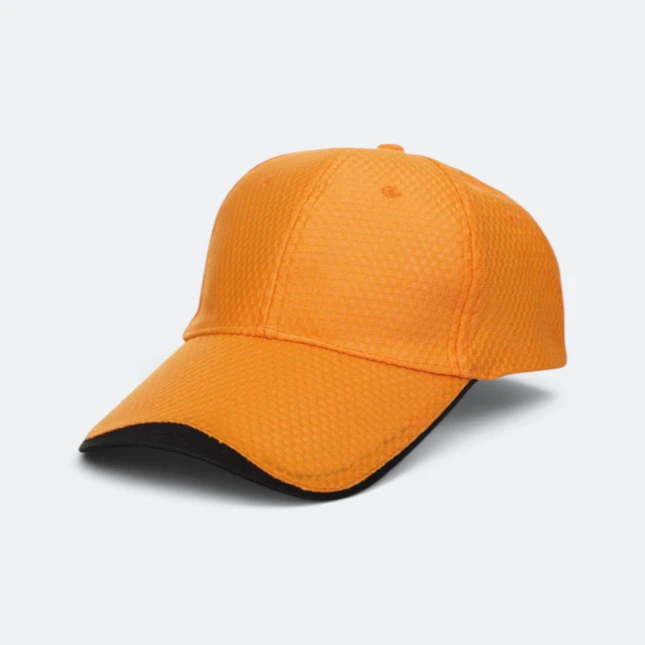 Cp13 polyester baseball cap two-tone orange-black colour view
