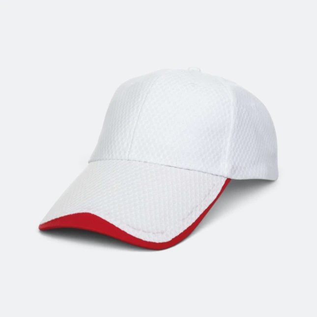 Cp13 polyester baseball cap two-tone white-red colour view