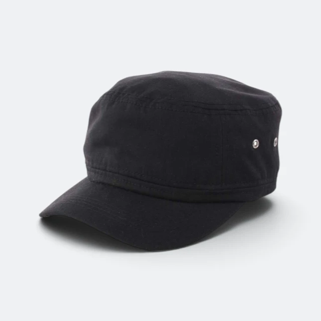 Cp21 cotton military cap black colour view