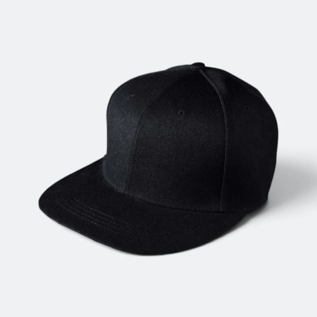 Cp23 polyester snapback cap black colour view