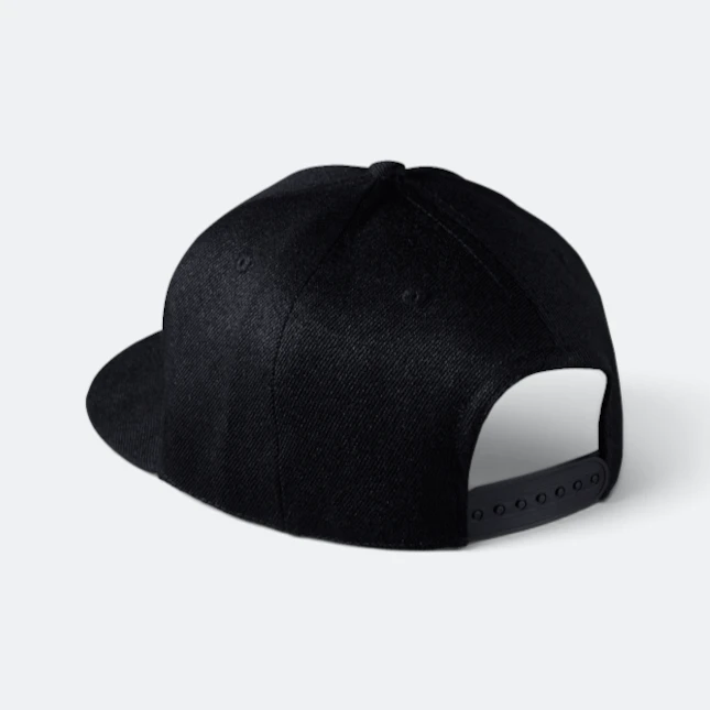 Cp23 polyester snapback cap black back view
