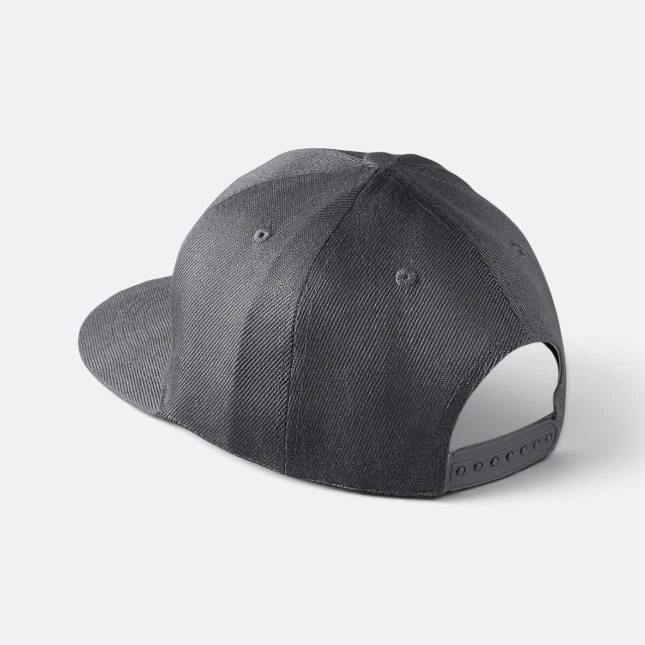 Cp23 polyester snapback cap dark grey back view