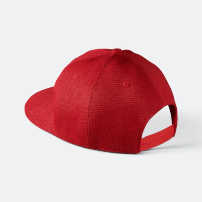 Cp23 polyester snapback cap red back view