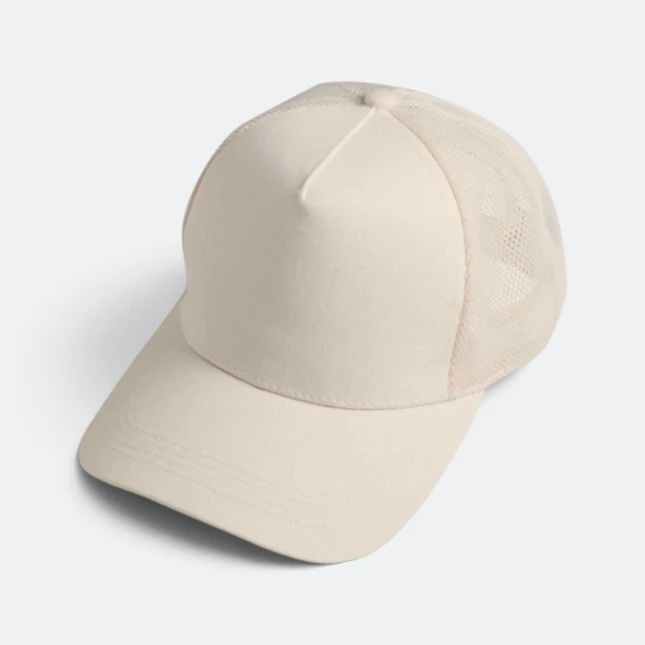 Cp26 cotton trucker cap beige colour view