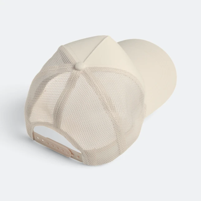 Cp26 cotton trucker cap beige back view