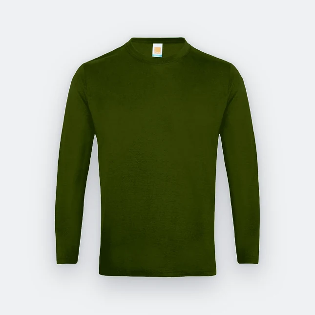 Ct54 comfy cotton long sleeve basic t-shirt army green colour view