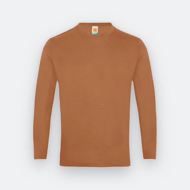 Ct54 comfy cotton long sleeve basic t-shirt caramel colour view