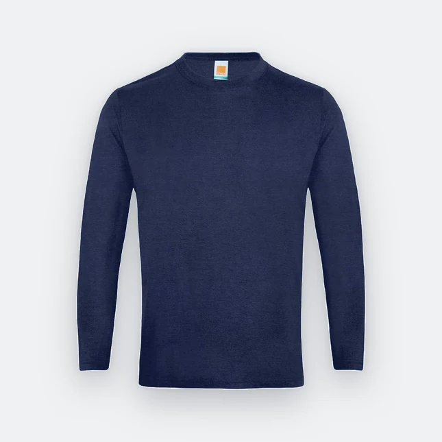 Ct54 comfy cotton long sleeve basic t-shirt dark blue melange colour view