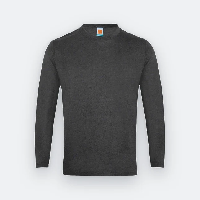 Ct54 comfy cotton long sleeve basic t-shirt dark grey melange colour view