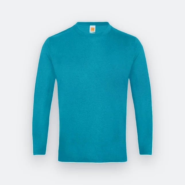 Ct54 comfy cotton long sleeve basic t-shirt deep lake melange colour view
