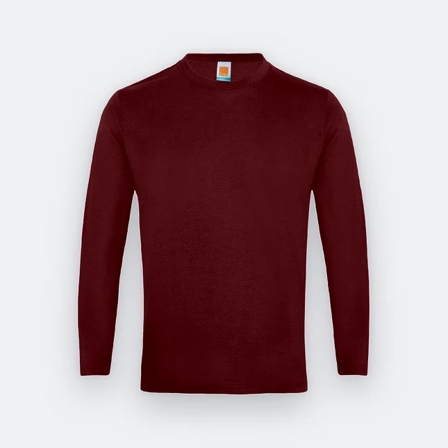 Ct54 comfy cotton long sleeve basic t-shirt maroon colour view