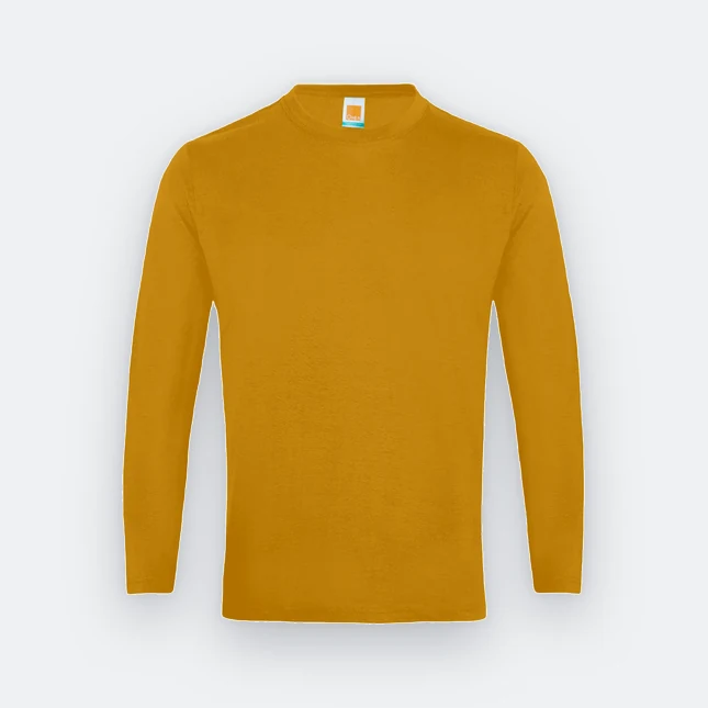 Ct54 comfy cotton long sleeve basic t-shirt mustard yellow colour view